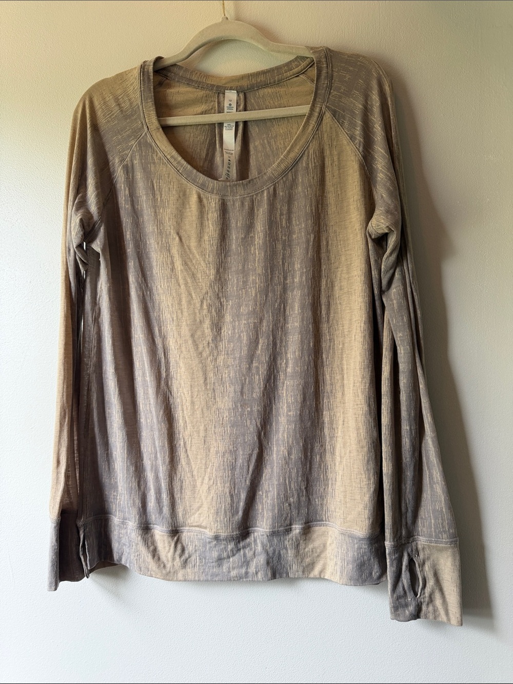 lululemon athletica Long Sleeve Scoop Neck Top - Beige Taupe Ombre